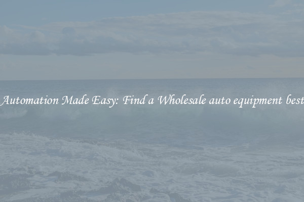  Automation Made Easy: Find a Wholesale auto equipment best 