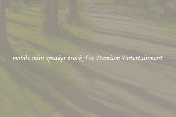 mobile mini speaker truck For Premium Entertainment 